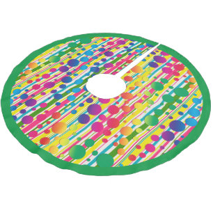 [Beatnik Bubbles] Retro Polka Dot Striped Green Brushed Polyester Tree Skirt