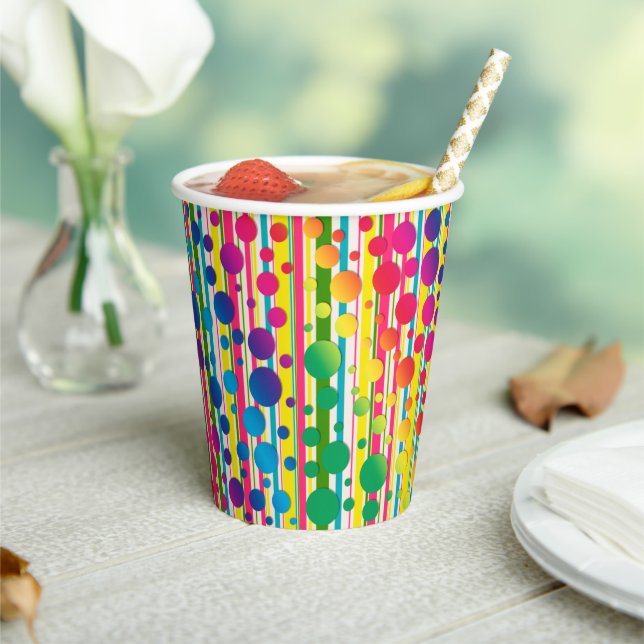 [Beatnik Bubbles] Retro Polka Dot Stripes Paper Cups (Insitu)