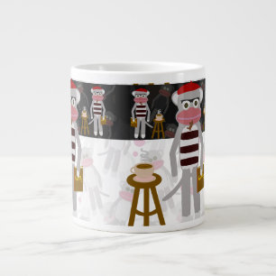 Beatnik Monkey Pattern Fun Character Cartoon Large Coffee Mug