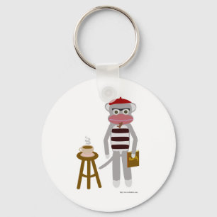 Beatnik Sock Monkey Keychain