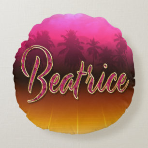 Beatrice Vorname Name golden pink Kissen Round Pillow
