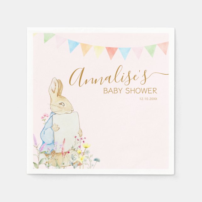 Beatrix Peter the Rabbit Woodland Baby Shower Napkin (Front)