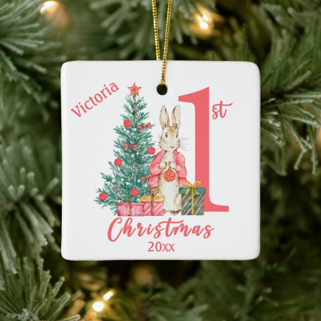 Beatrix Potter 1st First Christmas Personalized Ceramic Ornament (Tree)