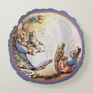 Beatrix Potter Bunny Family Round Pillow