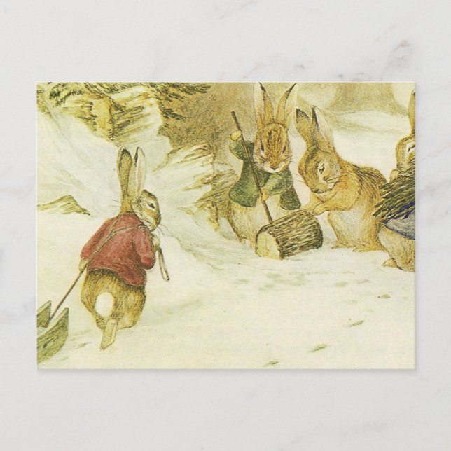 Beatrix Potter - Four Rabbits In The Snow Postcard (Front)