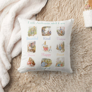 Beatrix Potter Kids Affirmation Custom Name  Throw Pillow