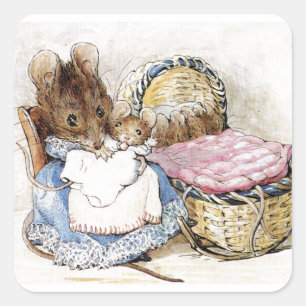 Beatrix Potter, Mother Mouse, Hunca Munca, Custom Square Sticker