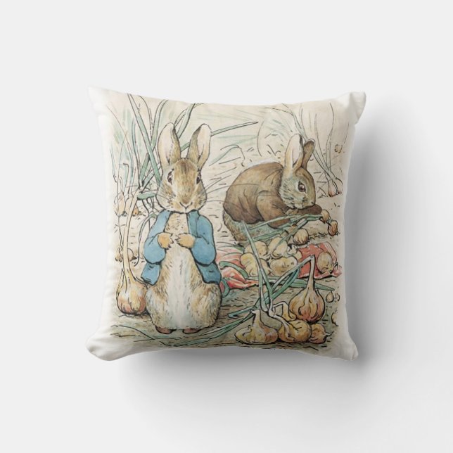 Beatrix Potter Peter Rabbit And Benjamin Bunny Throw Pillow (Front)