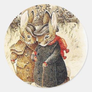 Beatrix Potter - Peter Rabbit Winter Walk Classic Round Sticker