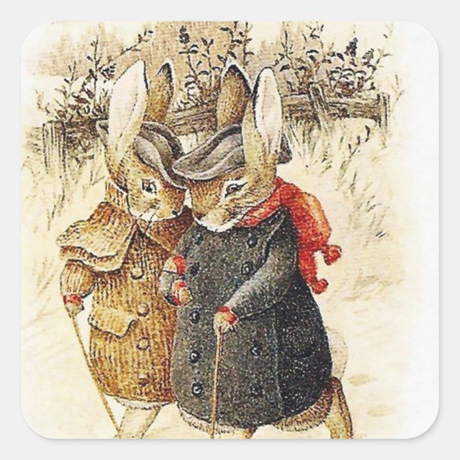 Beatrix Potter - Peter Rabbit Winter Walk Square Sticker (Front)
