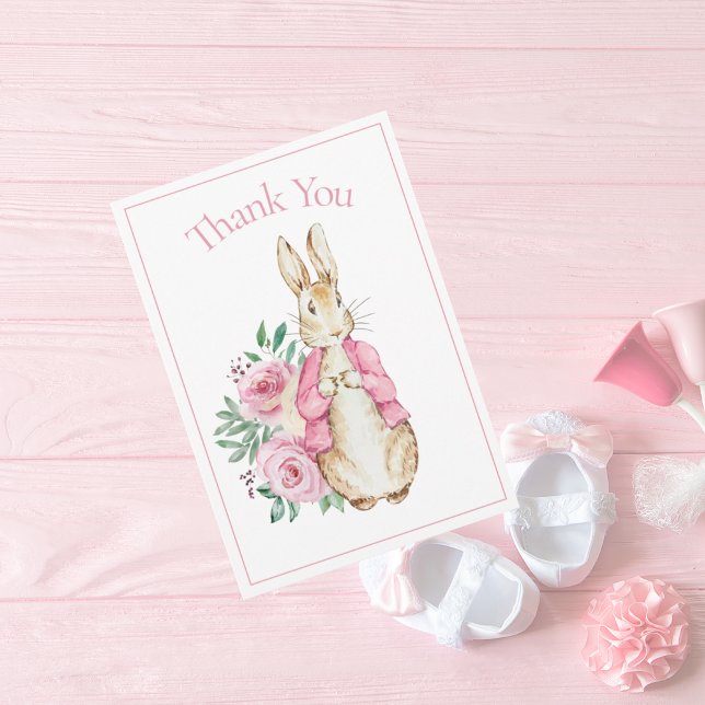 Beatrix Potter Pink Floral Baby Shower Thank You Card (Creator Uploaded)