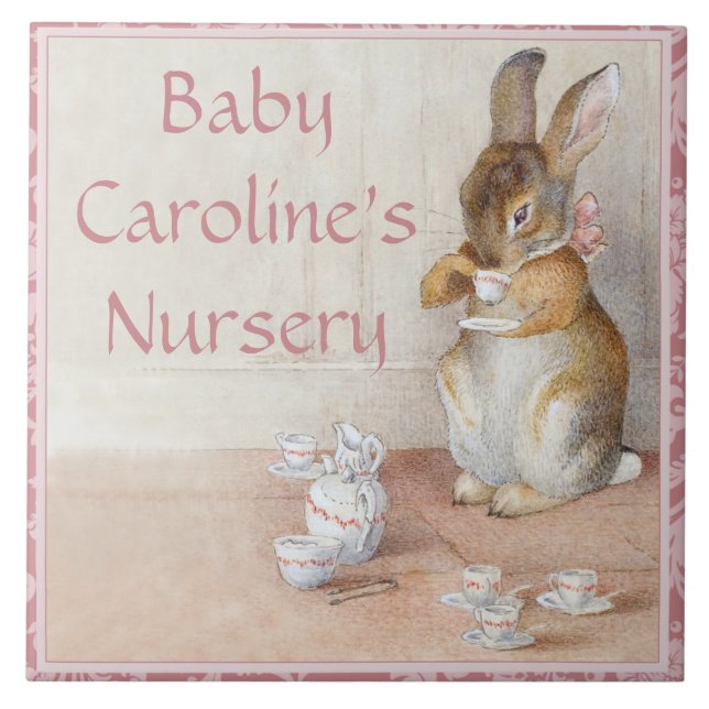 Beatrix Potter Rabbit Custom Art Tile or Trivet (Front)