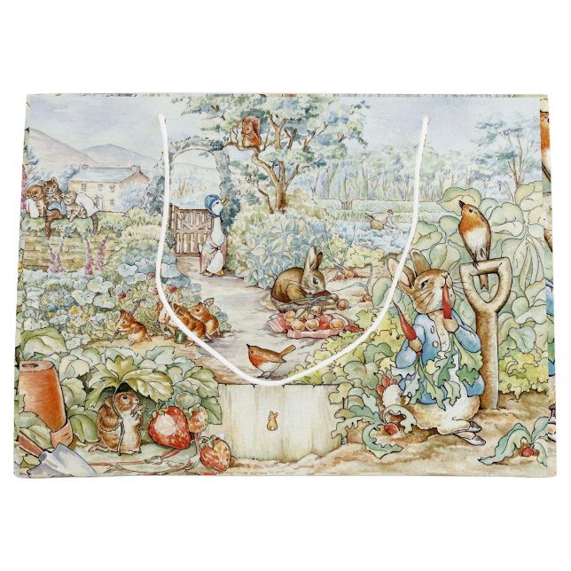 Beatrix Potter Storybook Characters Garden Large Gift Bag (Front)