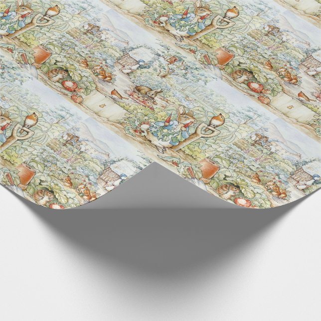 Beatrix Potter Storybook Characters Garden Wrapping Paper (Corner)