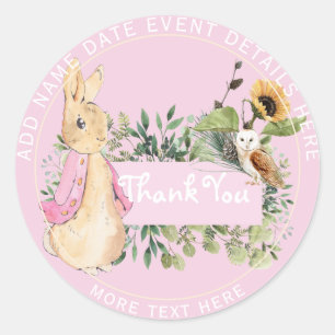 Beatrix Vintage Rabbit Pink Waistcoat Girls Event  Classic Round Sticker