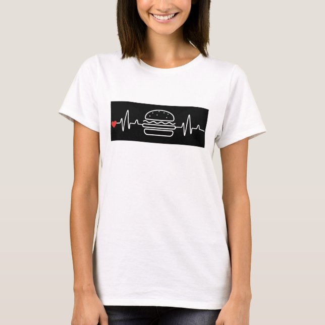 Beats de coeur pour cheeseburger T-shirt (Devant)