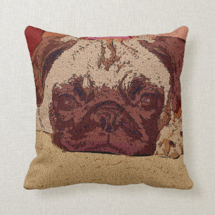 Beatuiful Brown Pug Pillows