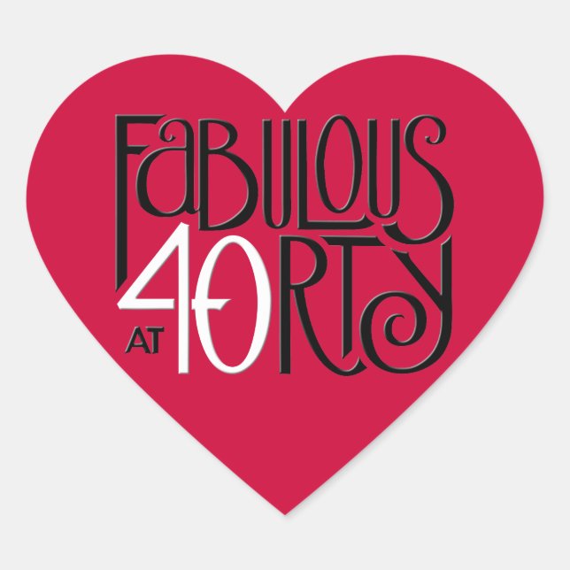 Beau 40 noir blanc rouge Coeur Sticker (Devant)