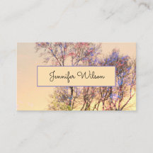Beau arbre avec Carte de visite couché de soleil