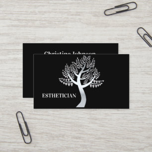 Beau arbre noir argent de vie carte de visite 