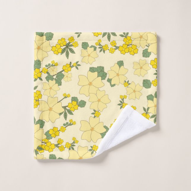 Beau art floral jaune (Gant de toilette)