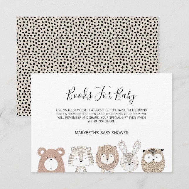 Beau Baby shower Animaux Apportez Une Carte De Dem (Devant / Derrière)