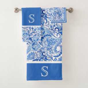 Beau Bleu Blanc Floral Motif Paisley