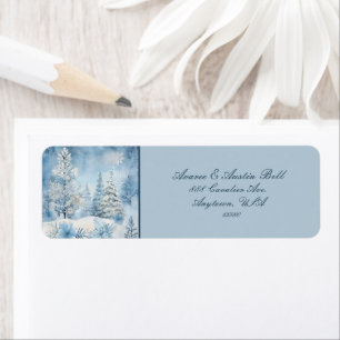 Beau Bleu Blanc Scène de Noël Arbres Neige