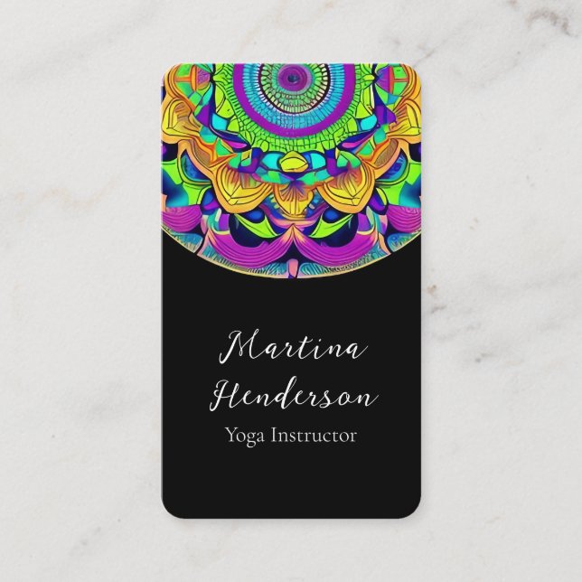 Beau bleu et gras Mandala Yoga Carte de visite (Devant)