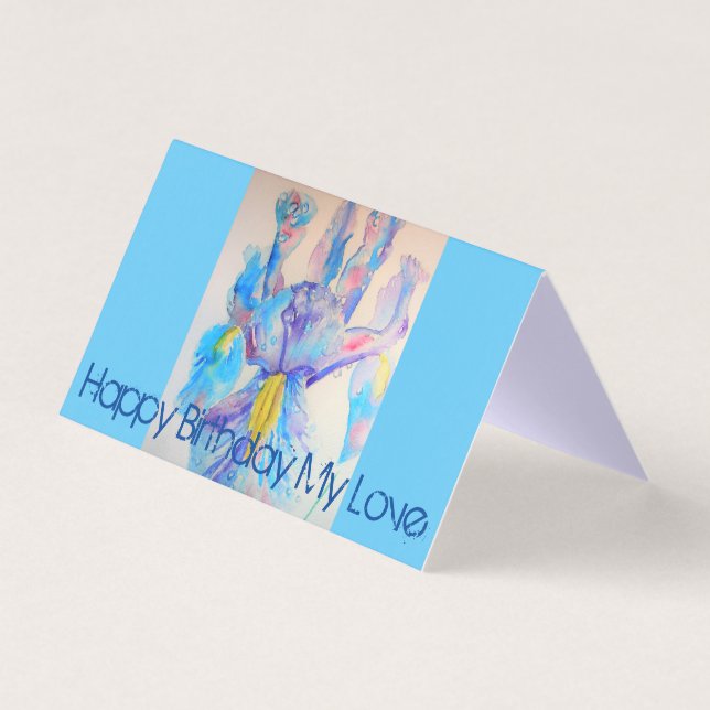 Beau bleu Iris Peinture Love Carte Anniversaire (Front)