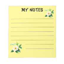 Beau bloc-notes de fleurs d'aquarelle
