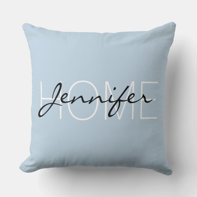 Beau blue colour home monogram throw pillow (Front)