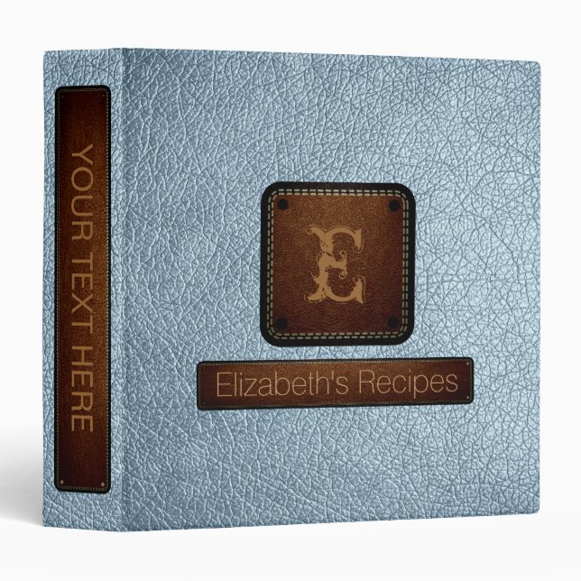 Beau blue Leather Elegant Monogram Binder (Front/Spine)
