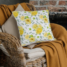Beau Bouquet de Roses Jaunes Jaune Jeter Oreiller