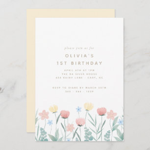 Beau Bouquet Fleur sauvage Invitation Anniversaire