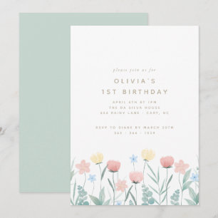 Beau Bouquet Fleur sauvage Invitation Anniversaire