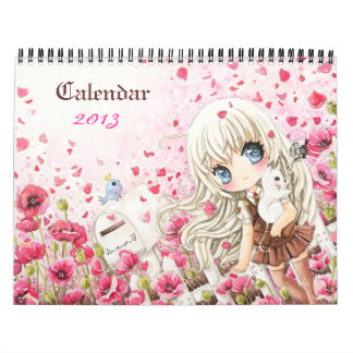 Beau calendrier 2013 de filles de chibi d'anime