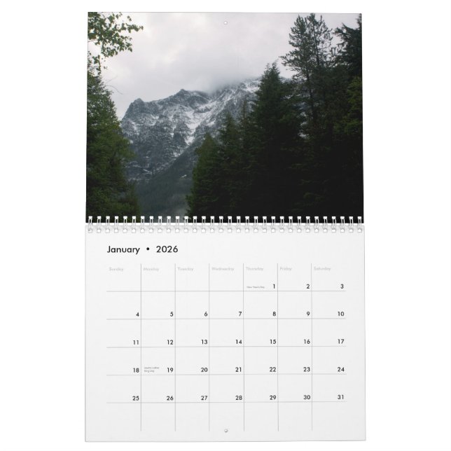 Beau calendrier de parc national de glacier (Jan 2026)
