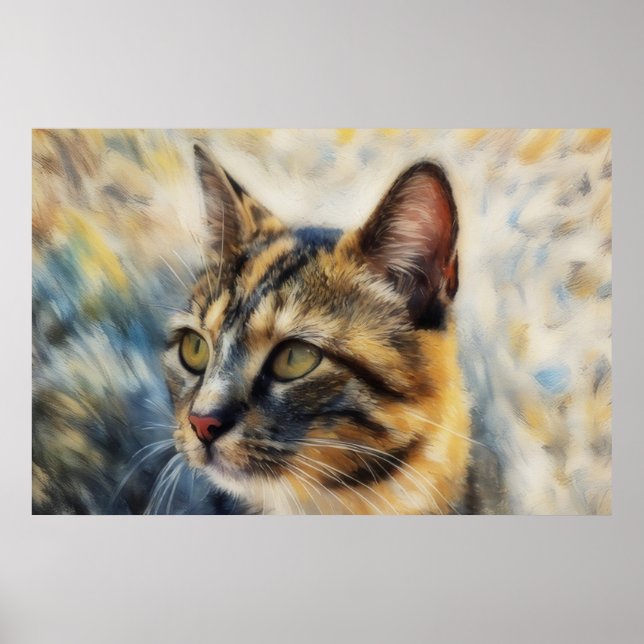 Beau Calico Cat Art Poster Amoureux des chats (Devant)