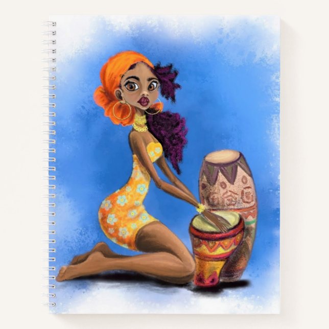 Beau Carnet Africain Fille Drummer (Devant)