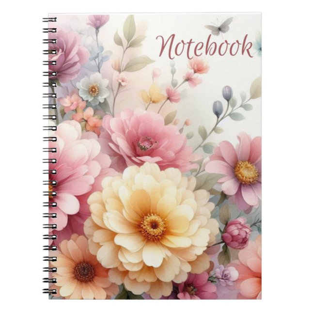 Beau Carnet de fleurs de pastel féminin moderne (Devant)