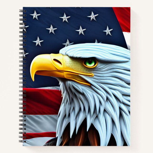 Beau Carnet du drapeau de l'aigle patriotique amér (Devant)