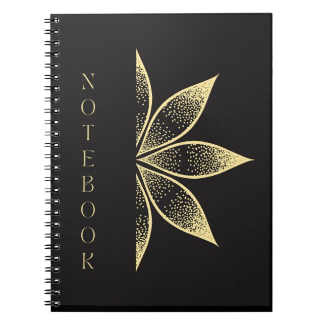 Beau Carnet noir avec un joli design doré (Devant)