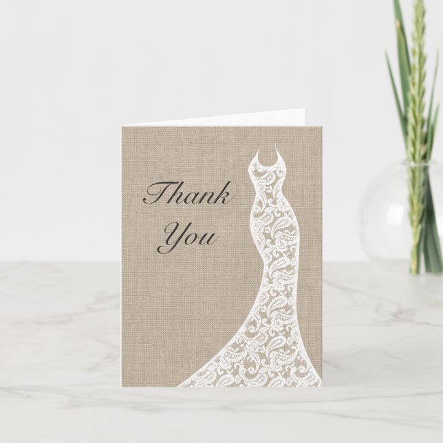Beau Carte de remerciements Burlap (Devant)