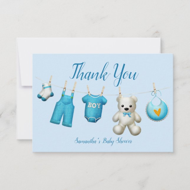 Beau Carte de remerciements de Baby showers tendan (Devant)