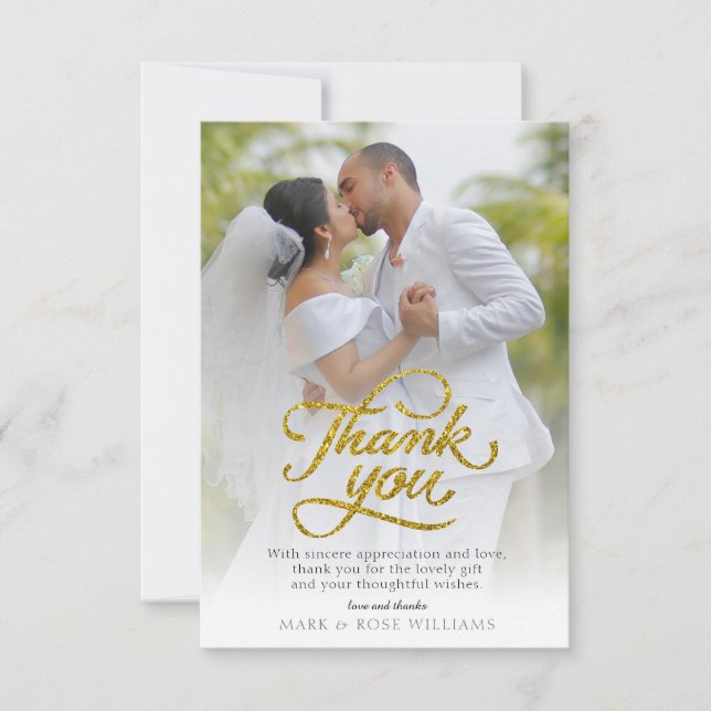 beau carte de remerciements de mariage (Devant)