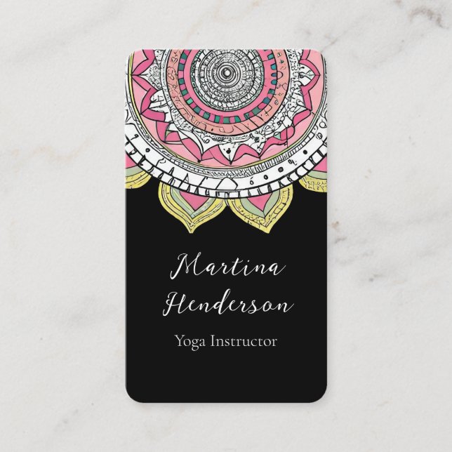 Beau Carte de visite de Yoga rose et blanc (Devant)