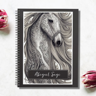 Beau Cheval Gris Argent Orné avec/ Flower Mane