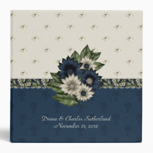 Beau classeur floral bleu et en ivoire de mariage