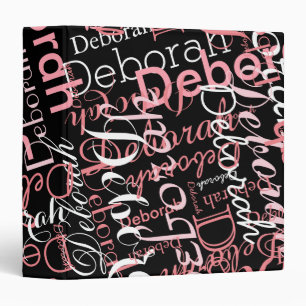 beau classeur noir avec motif de noms roses